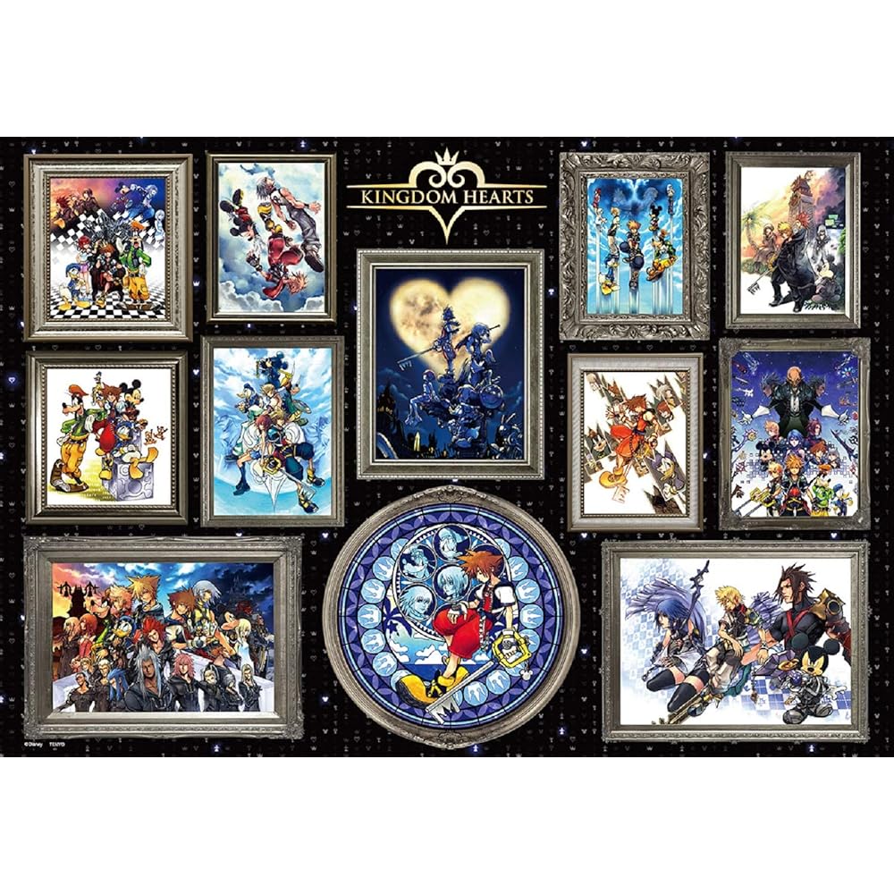 1000 Piece Jigsaw Puzzle Disney Kingdom Hearts Art Collection (51x73.5cm) & Wooden Puzzle Frame Disney Exclusive for 1000 Pieces Brown (51x73.5cm) [Set Purchase]