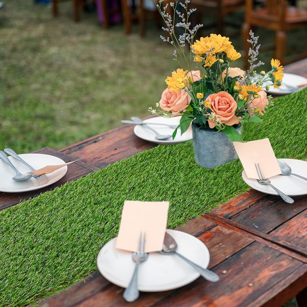 GLOBREEN Artificial Grass Table Runner Decor Party Wedding Birthday 12" x 108"