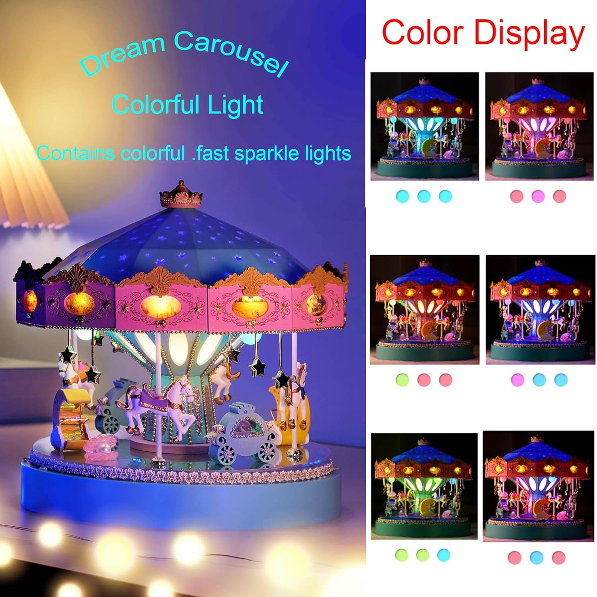 Spilay Dollhouse Miniature with Furniture DIY Wooden Craft Dollhouse Mini Handmade Rotating Music Kit 1:24 Scale Creative Ideas Gifts for Adult Friends Lover (HD001)