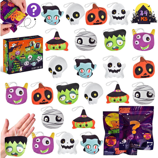 24pcs Halloween Mini Plush Toys in Blind Bags, Halloween Party Favors, Cute Tiny Plush Toys, Assorted Keychains, Goodie Bag Stuffers, Halloween Treats, Giveaways, Trick or Treat Gift Exchange