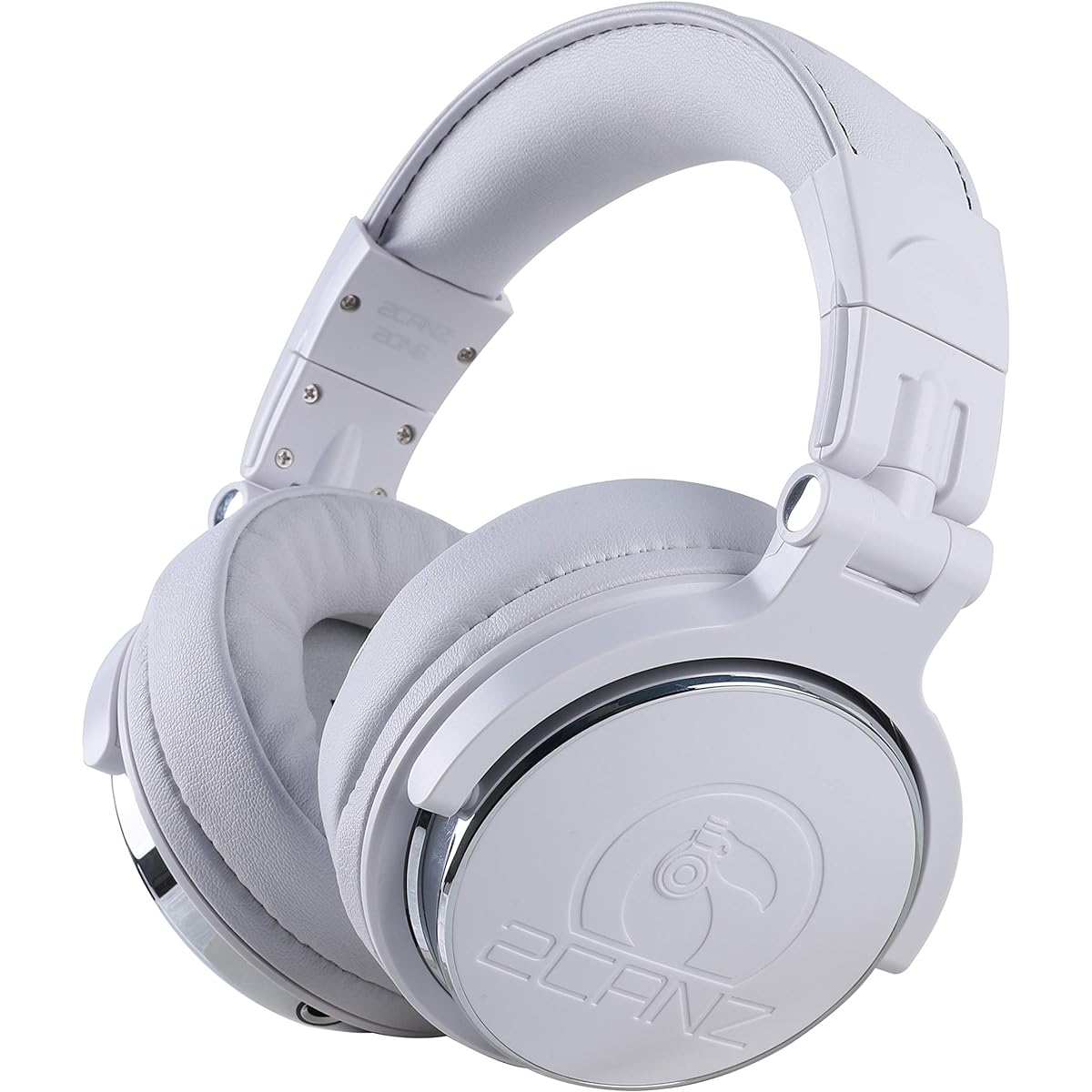 2CANZ Pro Matte White Over-Ear Professional Wired DJ Headphones - Closed Back Plush Ear Cushions Adjustable Ear Pads Foldable Joint Listening