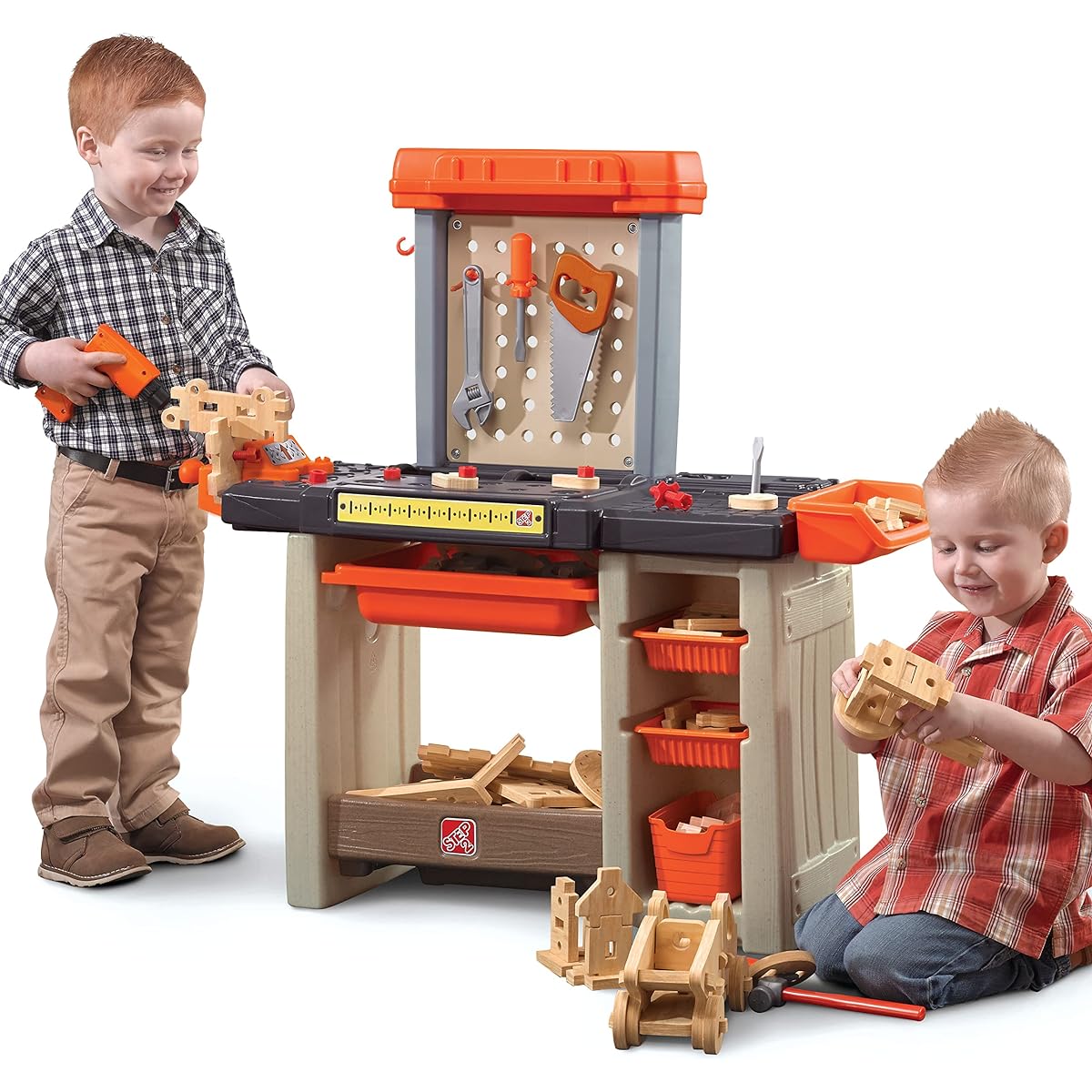 Step2 Handyman Kids Workbench - 30+ Toys, Accessories, Interactive Features, Realistic Pretend Play - Indoor/Outdoor Tool Bench for Kids - Dimensions 35.4" H x 36.4" W x 13" D