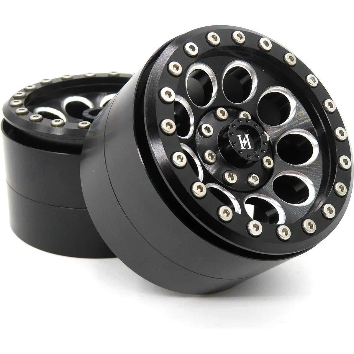 hobbysoul RC Crawler Aluminum 2.2 Beadlock Wheel Rims Hexagon 12mm Black RC Crawler 2.2 Tires Tyres 2pcs