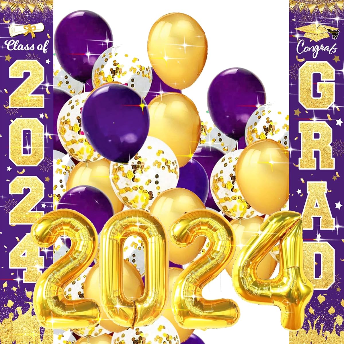 graduation decorations 2023 graduation gifts graduation party decorations 2023 graduation party decorations 2023 graduation gifts porch sign purple gold 2023 graduation balloons 2023 graduation party decorations