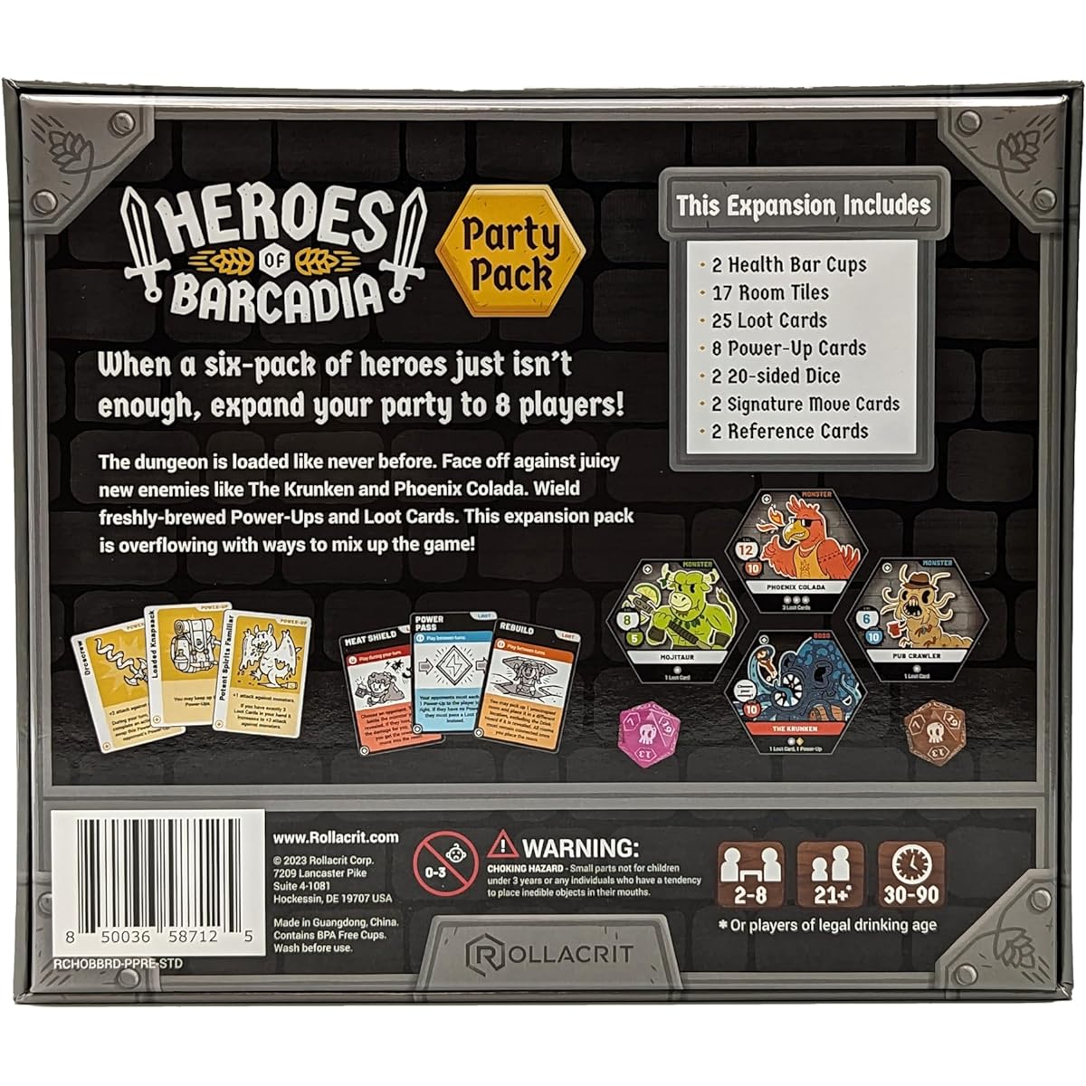 HEROES OF BARCADIA Party Pack Expansion: Add 2 Players to RPG Dungeon Exploration Drink Game Night | New First Edition | Party Game Board Game for Adults with DND Dice and Drinks