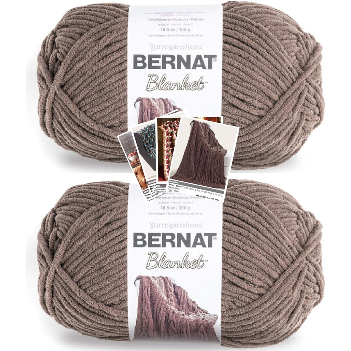 Bernat Blanket Yarn - Big Ball (10.5 oz) - 2 Pack Patterned (Taupe)