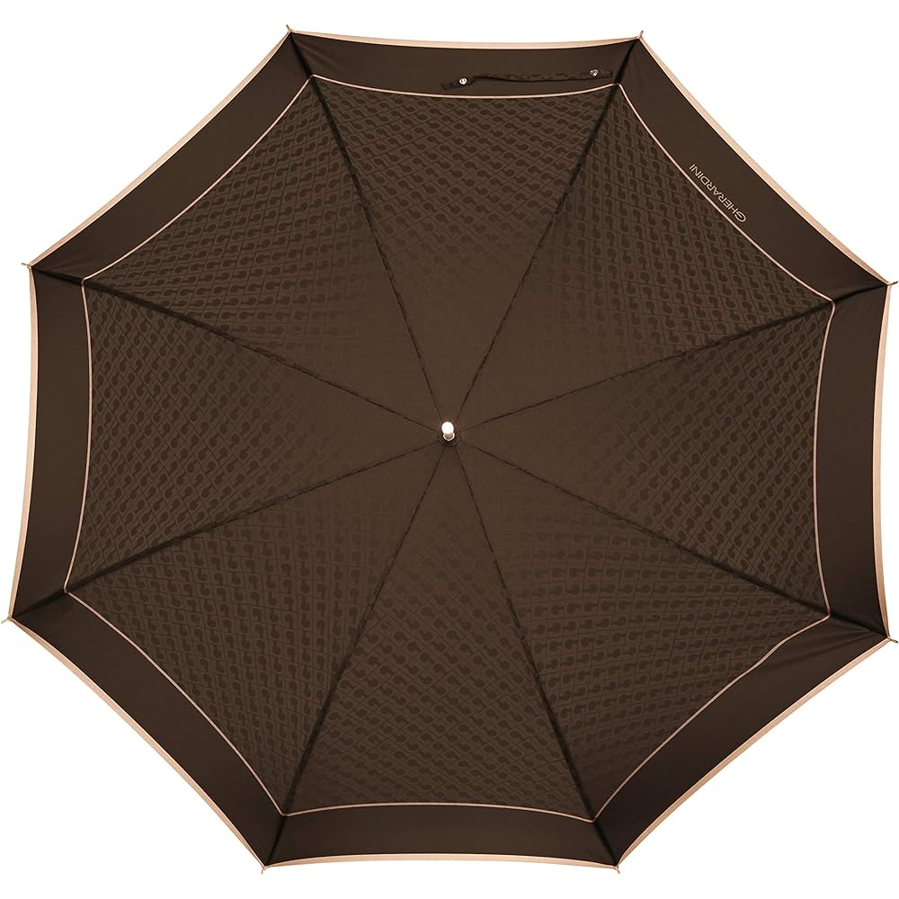 [Gherardini] AURORA 1GD 11001-01G Logo Jacquard Yarn-dyed Hand-Opening Long Umbrella (Made in Japan) Women's Black Japanese Outer Rib 60cm (FREE Size)