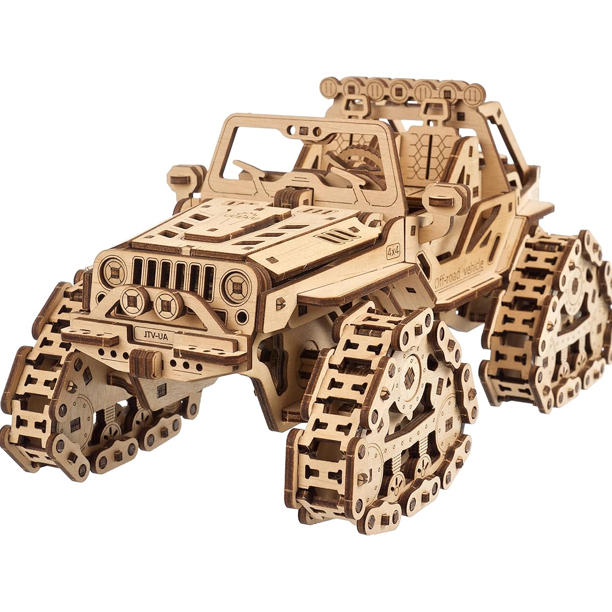 Ugears 4WD Tracked Off-Road Vehicle 70204 Wooden Puzzle Craft Model No Glue or Tools Required Car Adults Kids