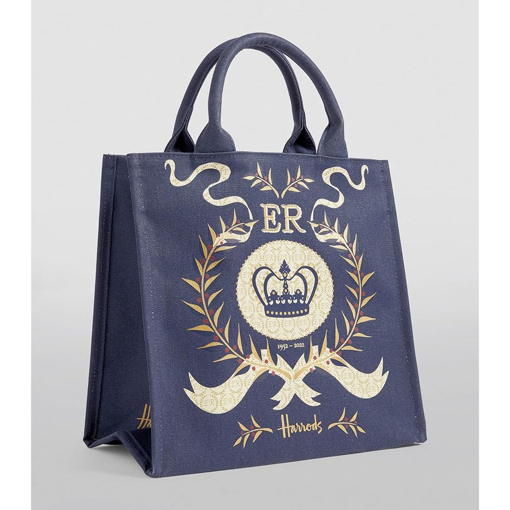 UK Harrods 2022 Platinum Jubilee Queen's Platinum Jubilee Shopper Bag Navy [Parallel Import]