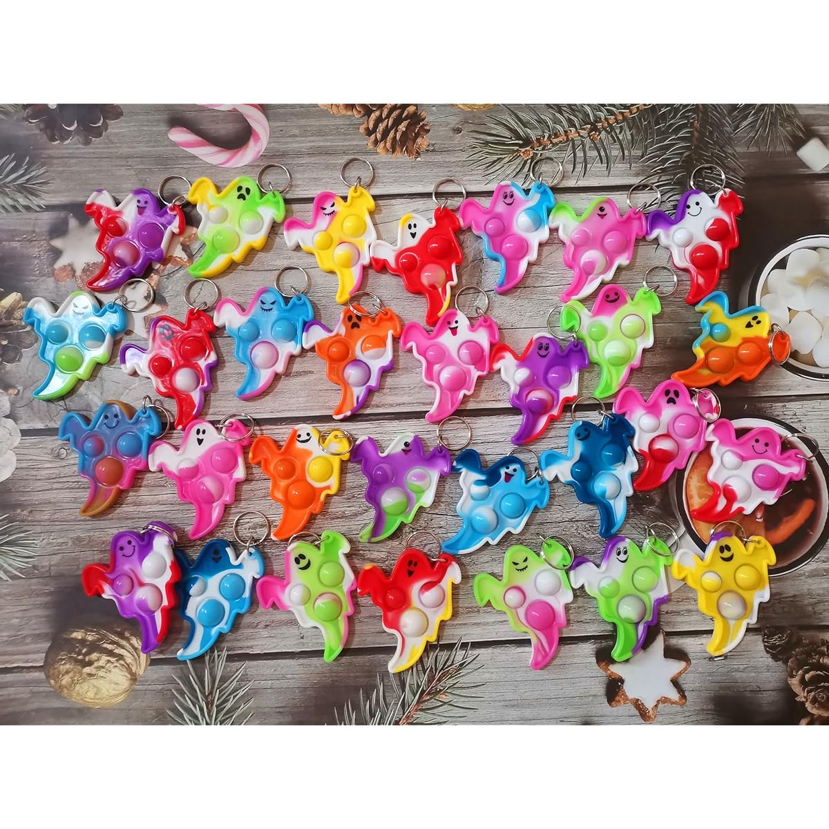 30 Pack Ghost Push Fidgets Bubble Mini Pop Fidgets for Teens and Kids Small Birthday Halloween Party Favors Classroom Student Prizes Gifts