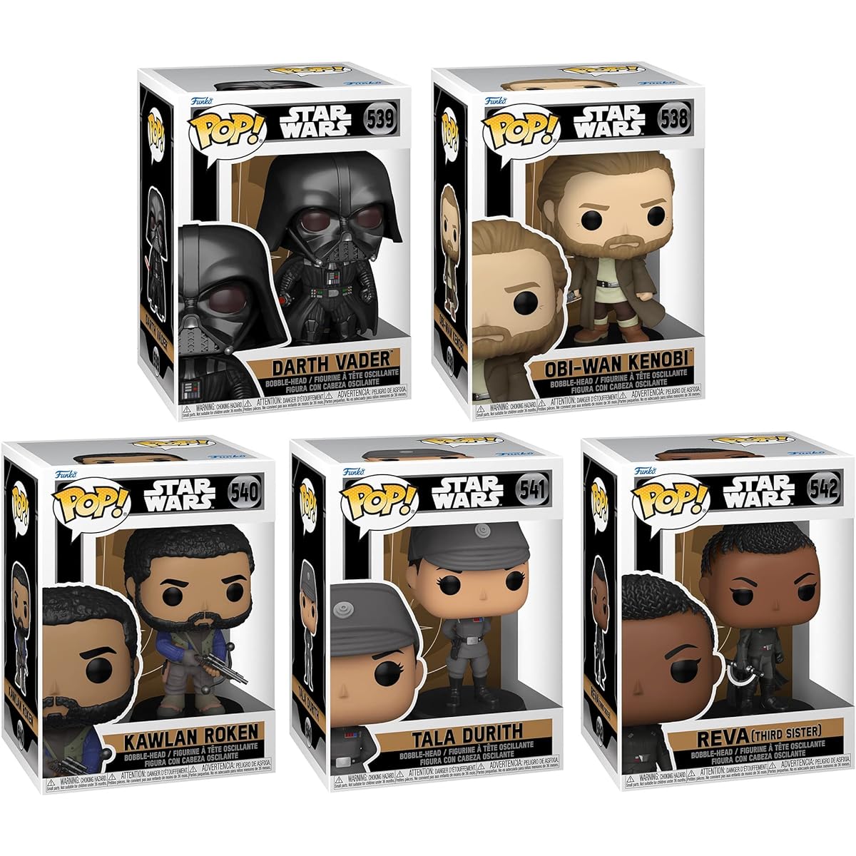 Funko POP! Star Wars OBI-Wan Kenobi Collector's Set: OBI-Wan Kenobi Darth Vader, Tala Duris, Kahlan, Loken and Reva