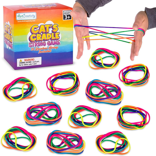 ArtCreativity Cat's Cradle String Game for Kids - Set of 12 Cat's Cradle Loops, 63" String, Cat's Cradle Game, Vintage Games, Retro Toys, 90's Vintage Games, Vintage Fidget Toys