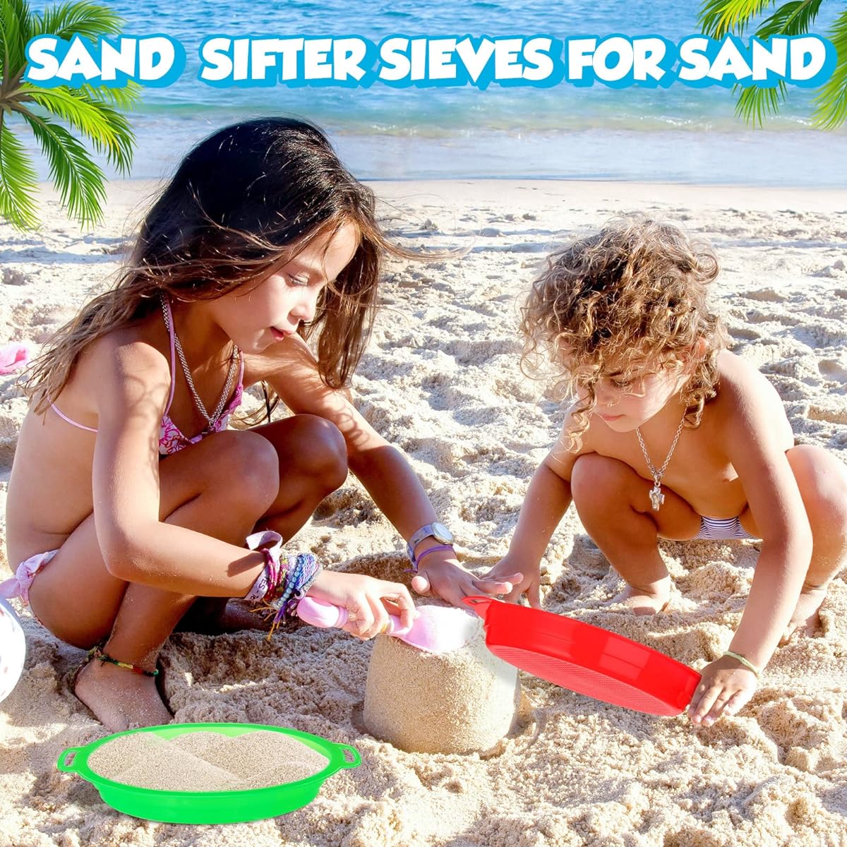 32pcs Sand Sifter Sifting for Beach Sand Beach Toys Gardening Dig Treasure Shells Rocks Multicolor Plastic Sand Sifter Pan Gift Set Set, 9.84 x 9.06 Inch