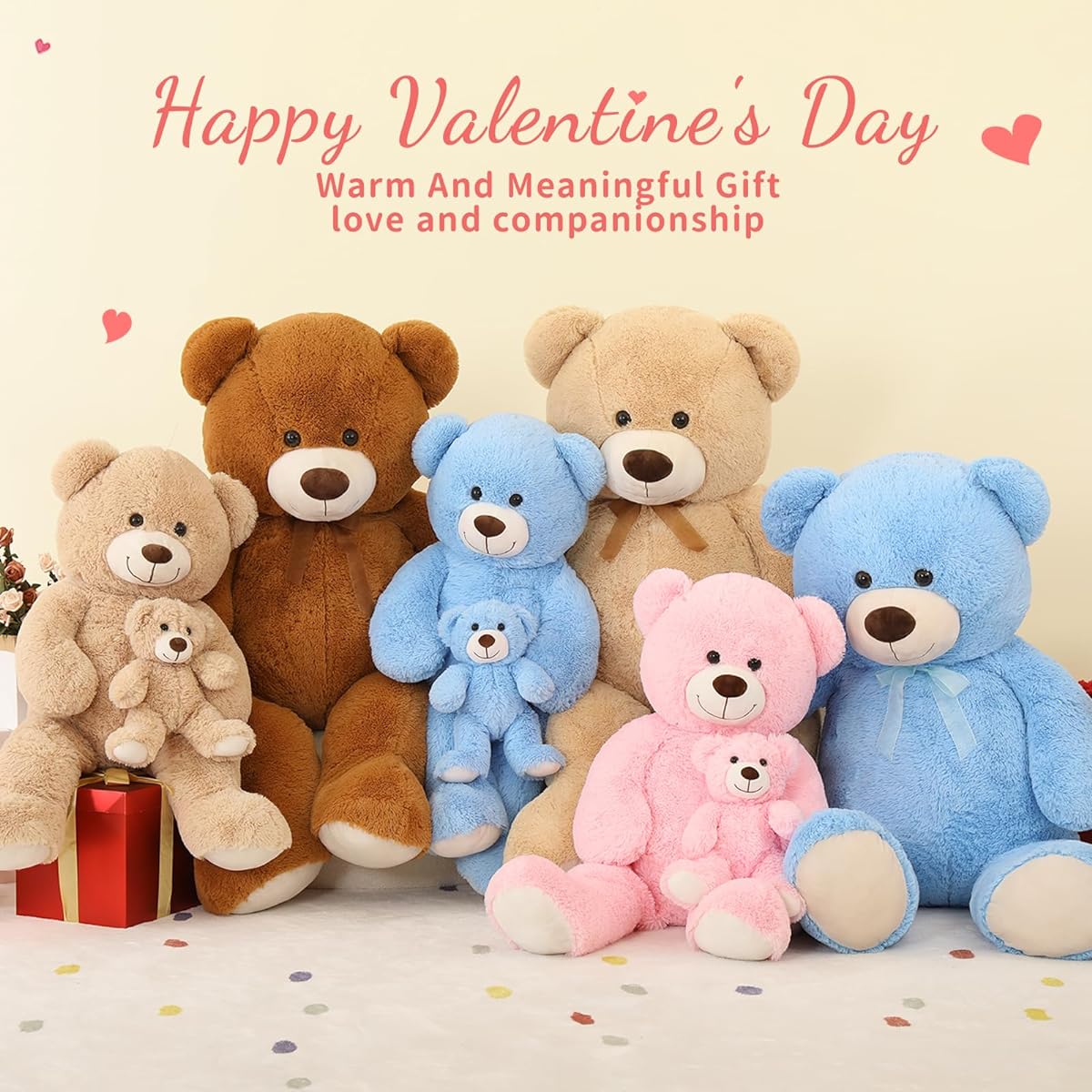 Tezituor Big Teddy Bear for Kids Cute Giant Stuffed Animal Birthday (Beige 52 Inch)