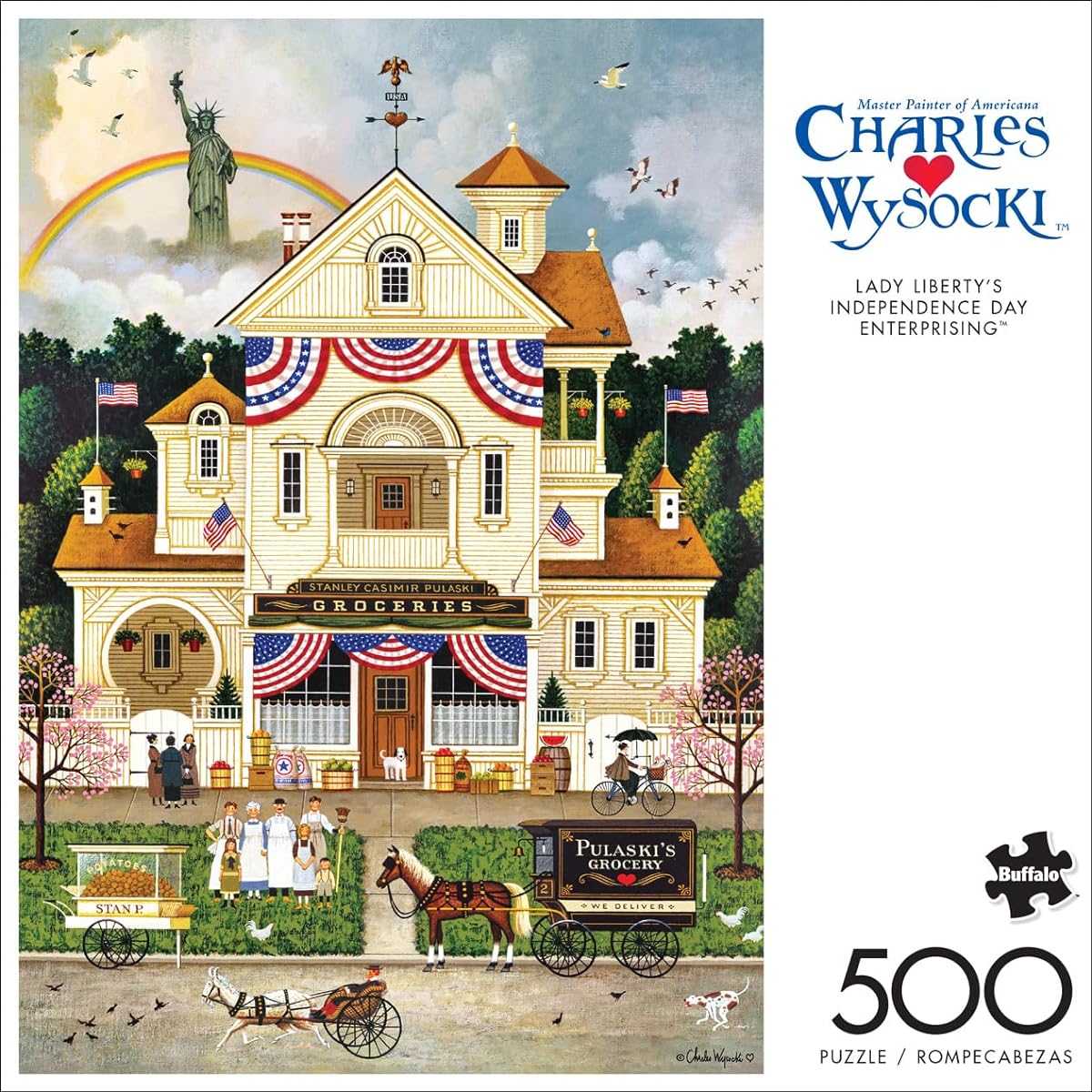 Buffalo Games - Charles Wysocki - Statue of Liberty Independence Day Enterprise - 500 Piece Jigsaw Puzzle Adult Challenging Puzzle - Completed Size 21.25 x 15.00