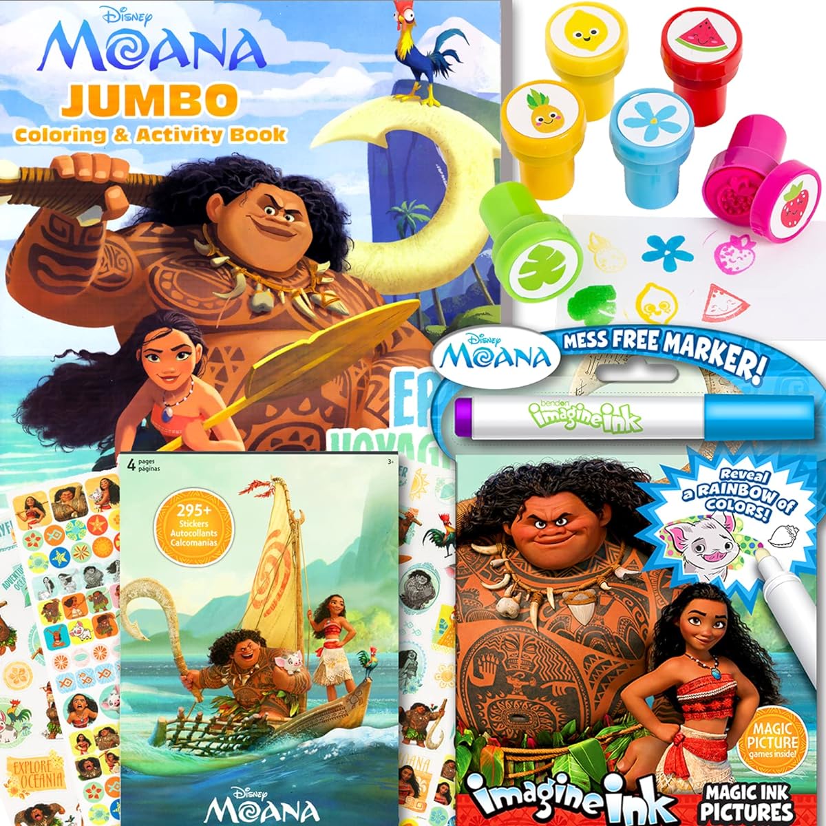 Disney Moana Coloring & Activity Book with Moana Stickers and Stamps