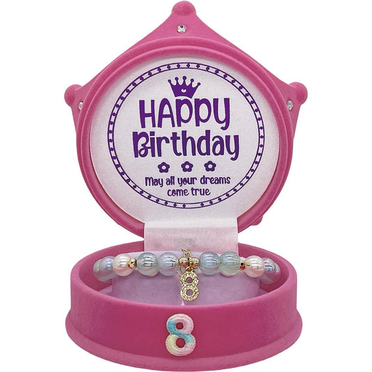8th birthday gift, 8th birthday charm bracelet, blue, 8th birthday crown box, birthday gift for 8 year old girl, 8th birthday present, 8th birthday gift, 8th birthday present, 8th birthday girl, 8th birthday ideas, Small, Resin