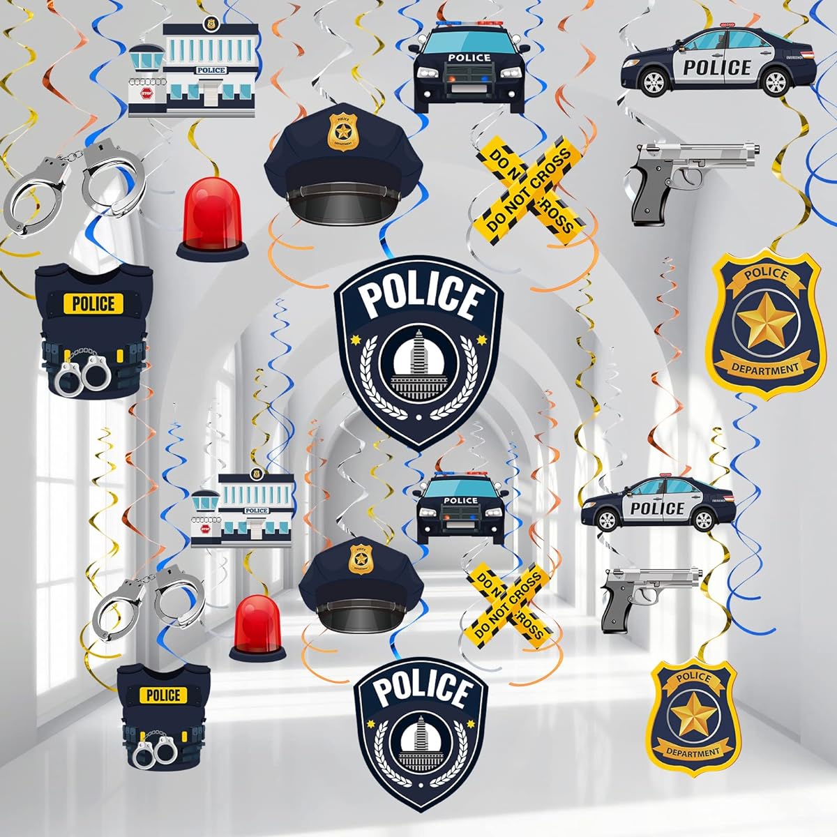 30pcs Police Party Hanging Swirls Police Party Decorations Swirls Police Party Favors Police Graduation Party Decorations Police Station Theme Birthday Party Baby Shower Supplies
