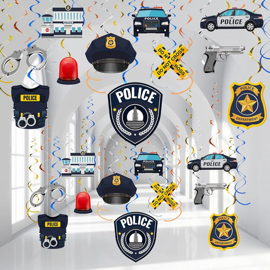 30pcs Police Party Hanging Swirls Police Party Decorations Swirls Police Party Favors Police Graduation Party Decorations Police Station Theme Birthday Party Baby Shower Supplies
