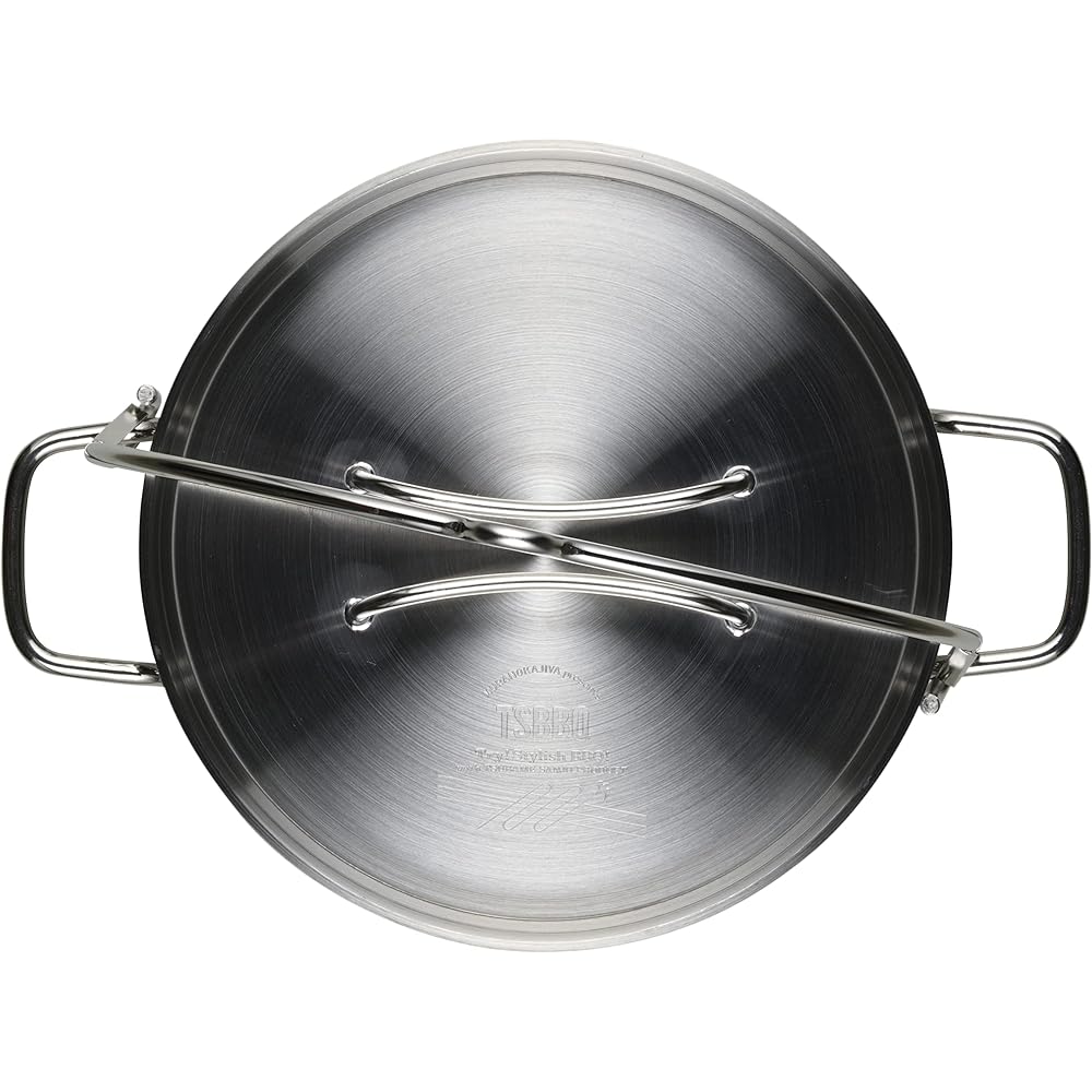 TSBBQ Light Stainless Steel Half Dutch Oven 10 inches Mirror Finish TSBBQ-029 [Made in Tsubame-Sanjo]