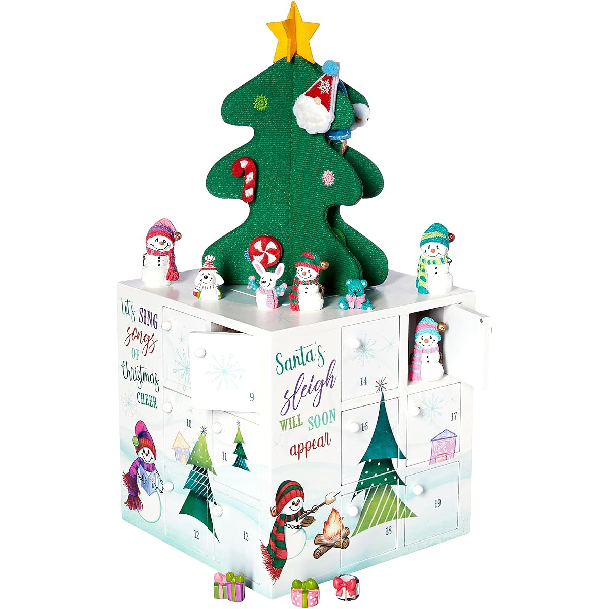 Precious Moments 191428 Wood Resin and Fabric Snowman Advent Calendar, One Size, Multi, 33 Piece Set