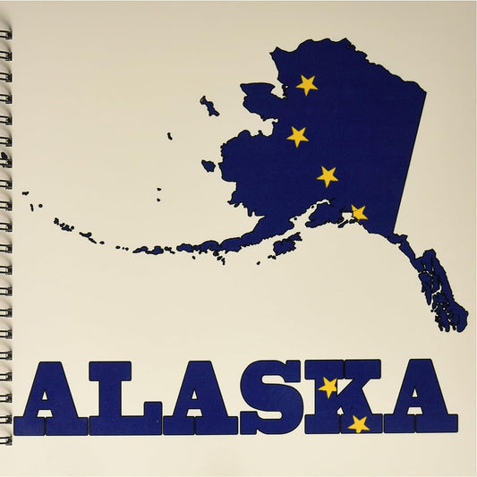 3dRose db_58720_2 Alaska State Flag with Outline Map and Alaska Memory Book 12x12 Inch
