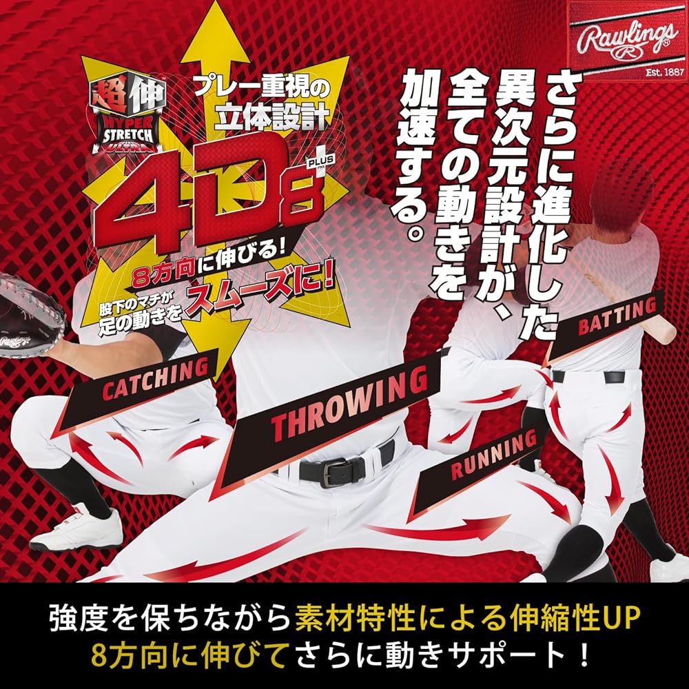 Rawlings Pants APP14S01-NN [Official Match Compatible] 4D8+PLUS Ultra Hyper Stretch Pants Short Fit No Mark