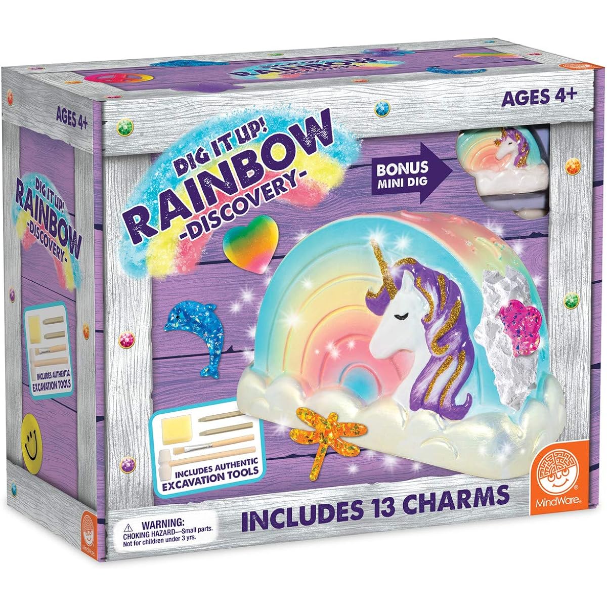 MindWare Dig It Up! Rainbow Discovery: Giant Empowerment Project for Kids - Dig for 13 Inspirational Charms - Includes Belief in Yourself Message and Bonus Dig-It-Up Fun Fact Poster