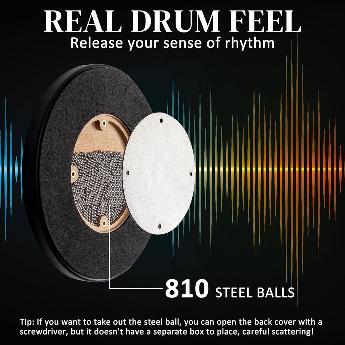 Ktaxon Drum Practice Pad Set Snare Drum Stand Kit with 12" Silent Drum Pad, Drumstick Holder, Bag, and 3 Pairs of Drumsticks. Height Adjustable Pad Stand Compatible with 10" to 14" Drums (Black)