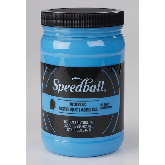 Speedball Acrylic Screen Printing Ink 32 oz Jar - Fluorescent Blue by Speedball