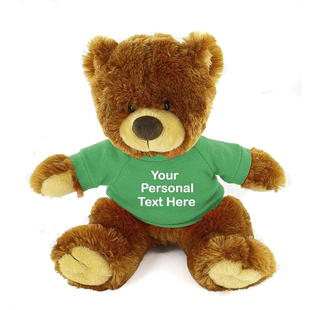 Plushland Honey Noah Teddy Bear 12" Stuffed Animal Personalized Gift - Custom Text on Shirt - Perfect Present for Mother's Day, Valentine's Day, Graduation, Birthday, Green B93-000