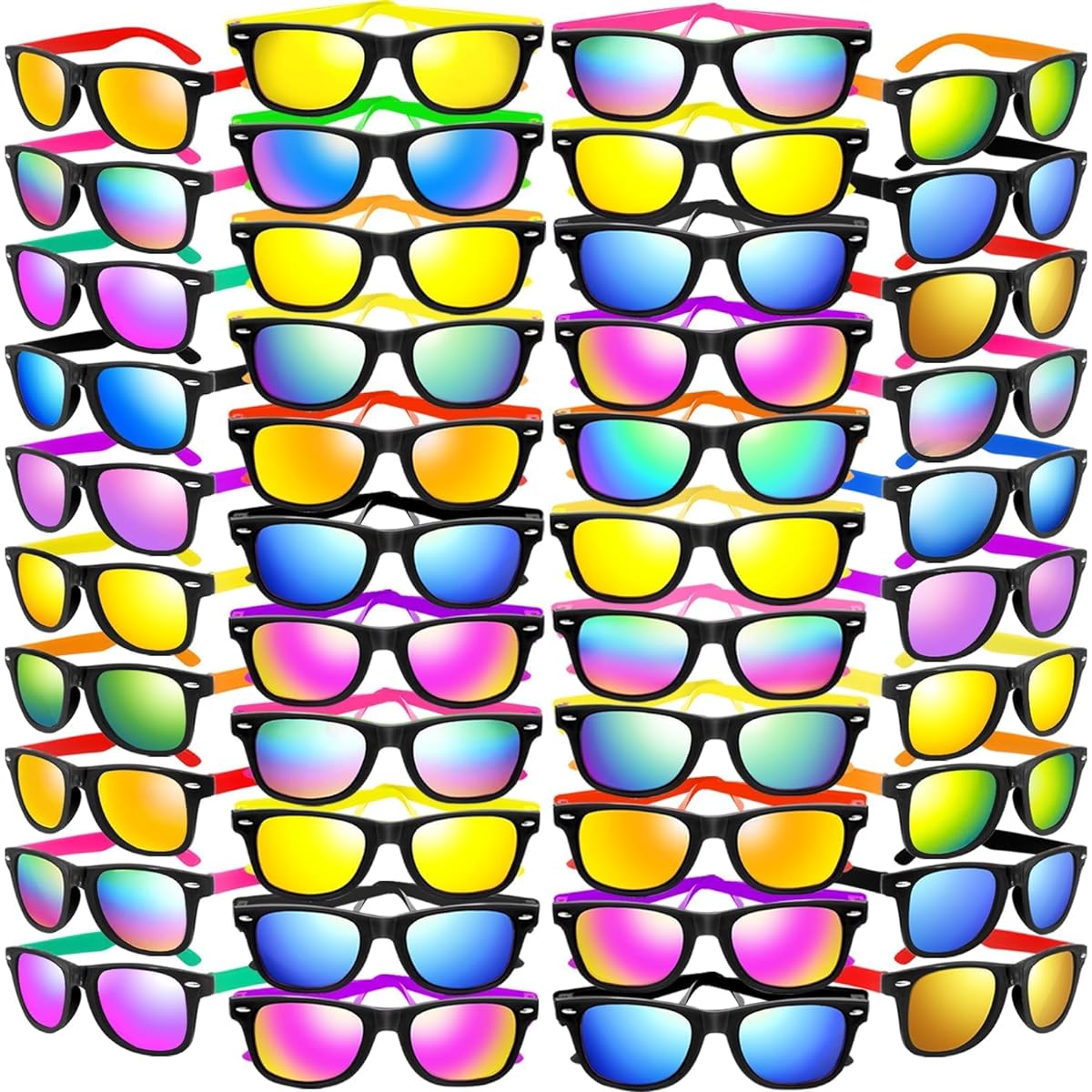 Kids Sunglasses Party Favors 64 Pack Neon Sunglasses Bulk Item UV400 Protection Boys Girls Eyewear Pack Glasses Gift Birthday Graduation Beach Pool Party Favor Goods