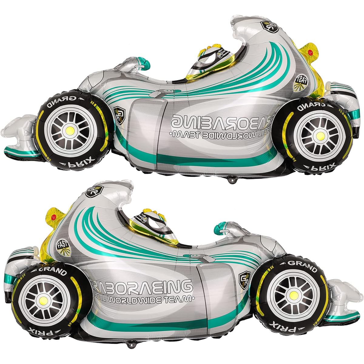 Race Car Balloons 1 Year Old Baby Shower Kids 2 Fast Race Car Theme Birthday Party Decoration Supplies 2 Pieces Silver