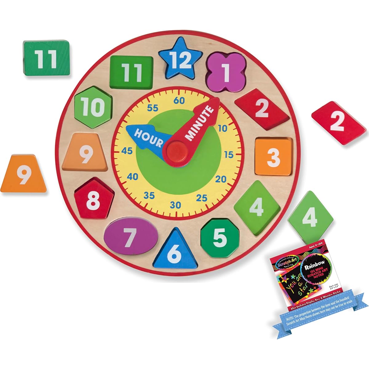 Shape Sorting Clock + FREE Melissa & Doug Scratch Art Mini-Pad Bundle [85939]