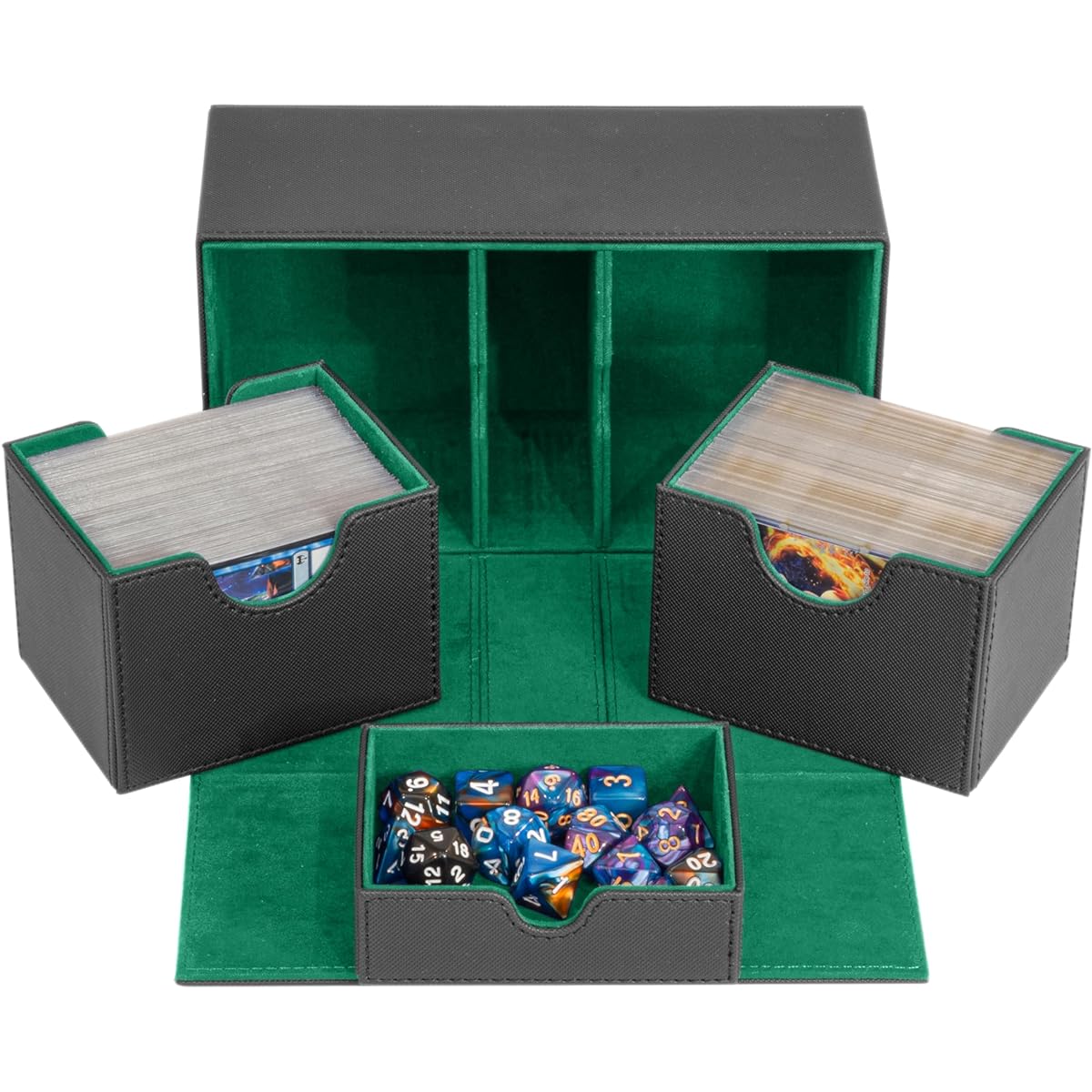 Infinity Vault Side Loader 200 - Double Deck Box with Dice Tray - Built to Protect 200+ Double Sleeved Cards - Amazing MTG Commander Deck Box with Spacious Side Loading Card Tray
