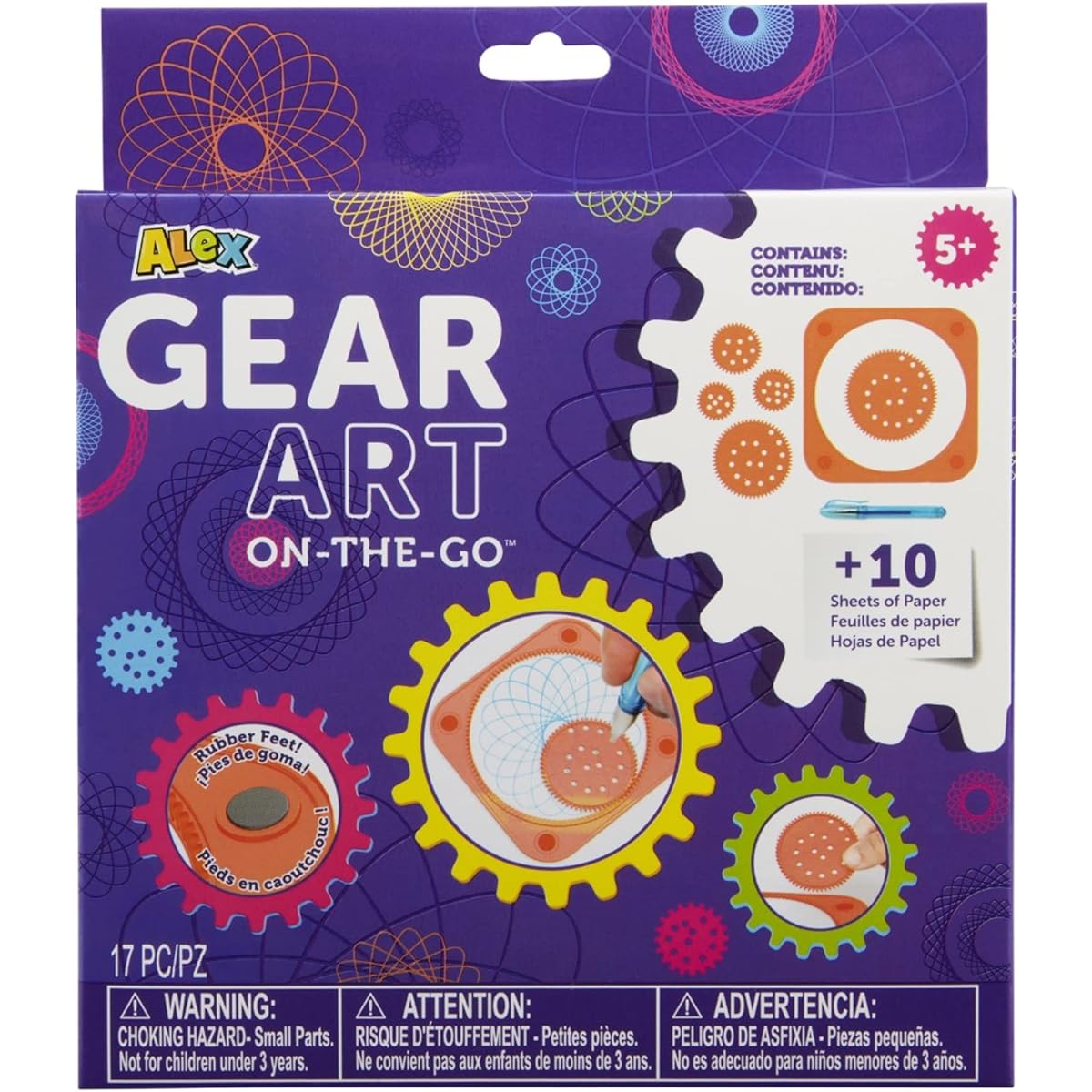 Alex Toys - Gear Art On-The-Go - Kids Ages 9-12 - Designer Kit Drawing Supplies - Spinner Gears, Gear Holder, Paper and Gel Pens for Drawing Geometric Shapes