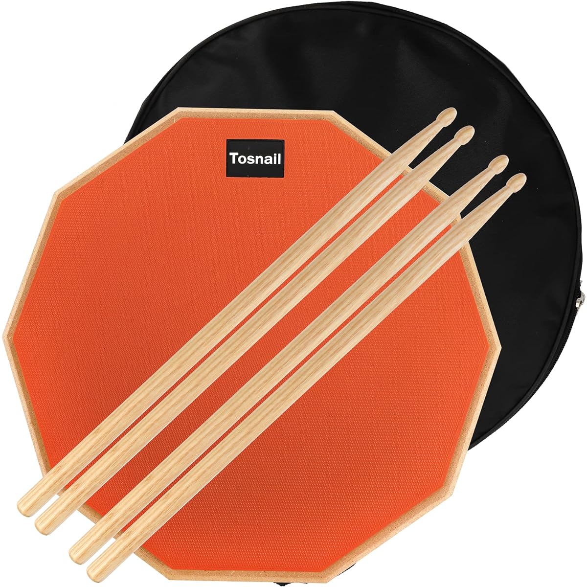 Tosnail 12" Silent Drum Practice Pad with 2 Pairs of Drumsticks and Storage Bag