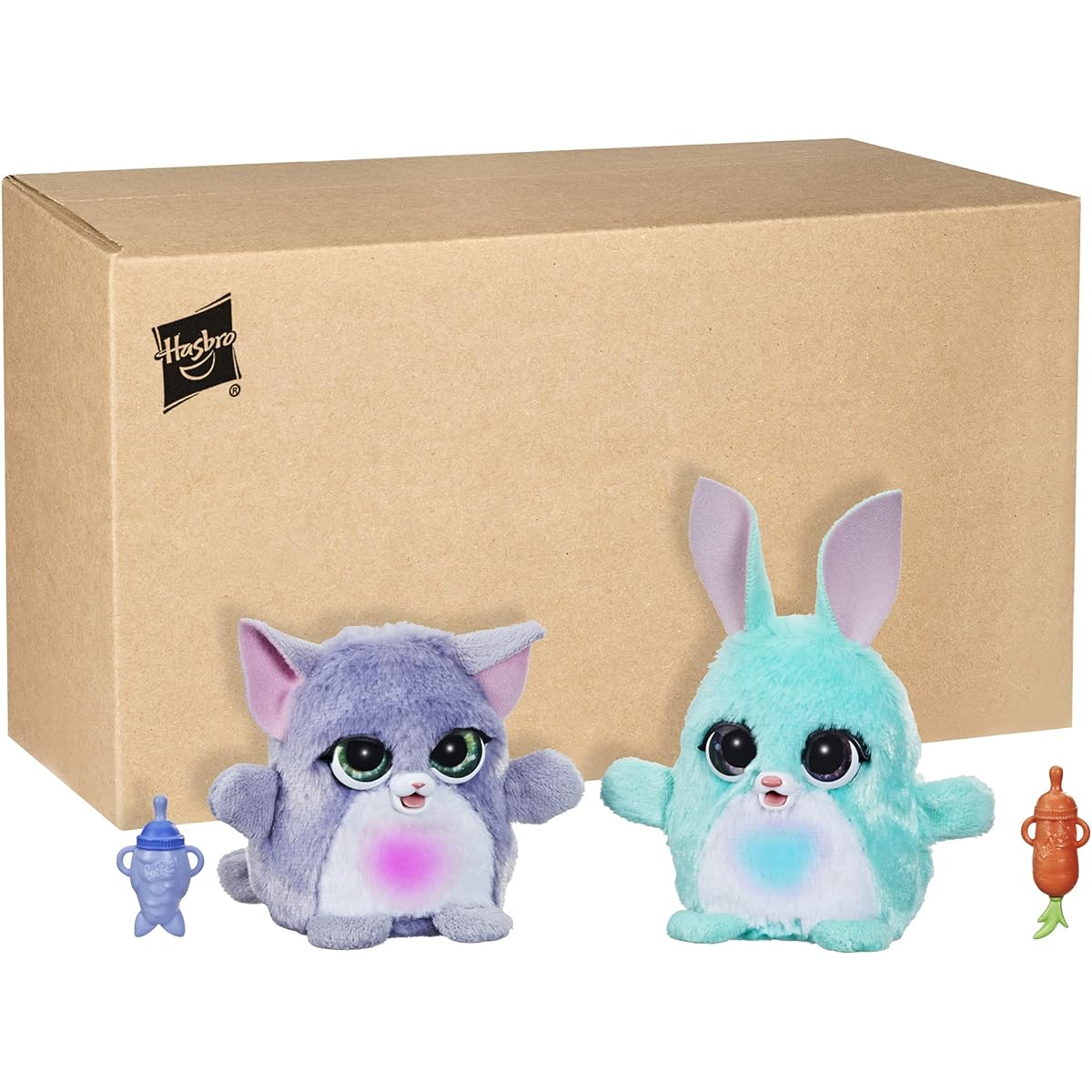 furReal Fuzzalots Kitten and Bunny Color Changing Interactive Feeding Toy with Lights and Sounds Ages 4+