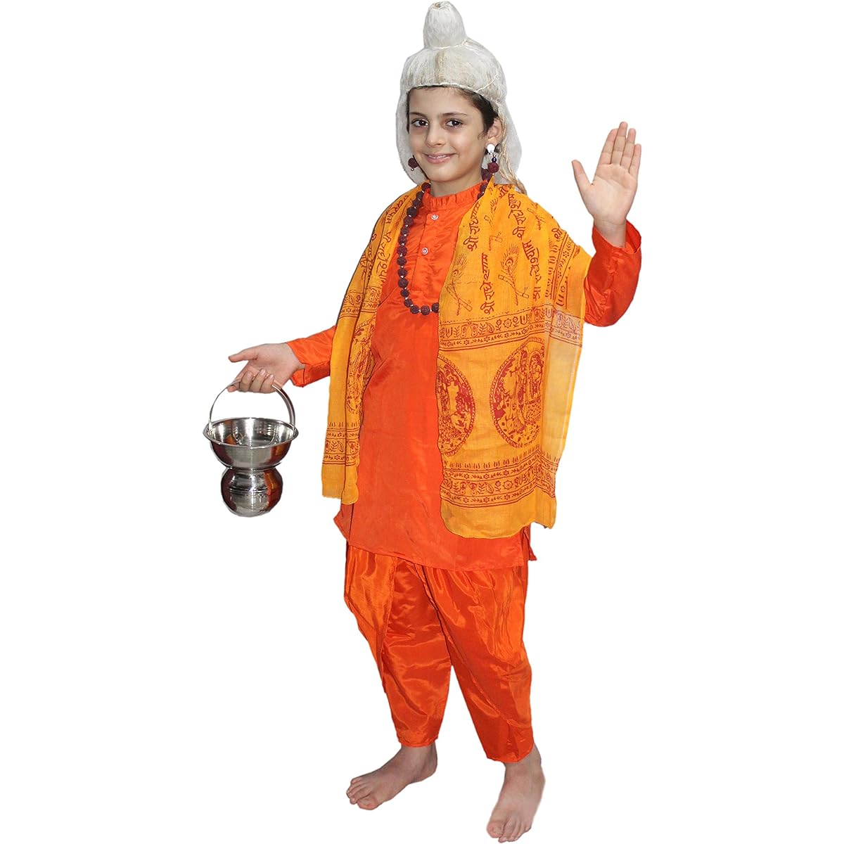 Kaku Fancy Dresses Sadhu Costume of Ramleela/Dussehra/Ram Navami/Mythological Character Costume -Orange, 7-8 Years, for Boys
