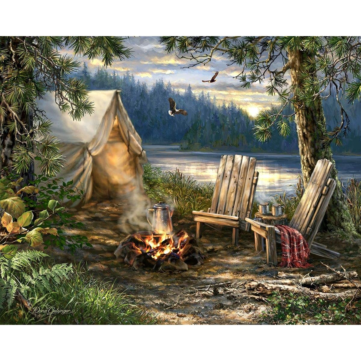 Springbok's 500 Piece Jigsaw Puzzle Evening at the Lake - Unique Cut Pieces