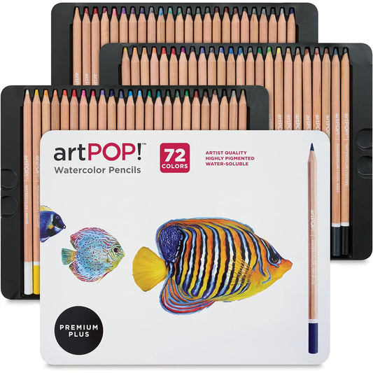 artPOP! Premium Plus Watercolor Pencils - 72 Vibrant Colors - Professional Artist Quality Water Soluble Colors for Drawing, Blending, Painting and Mixed Media