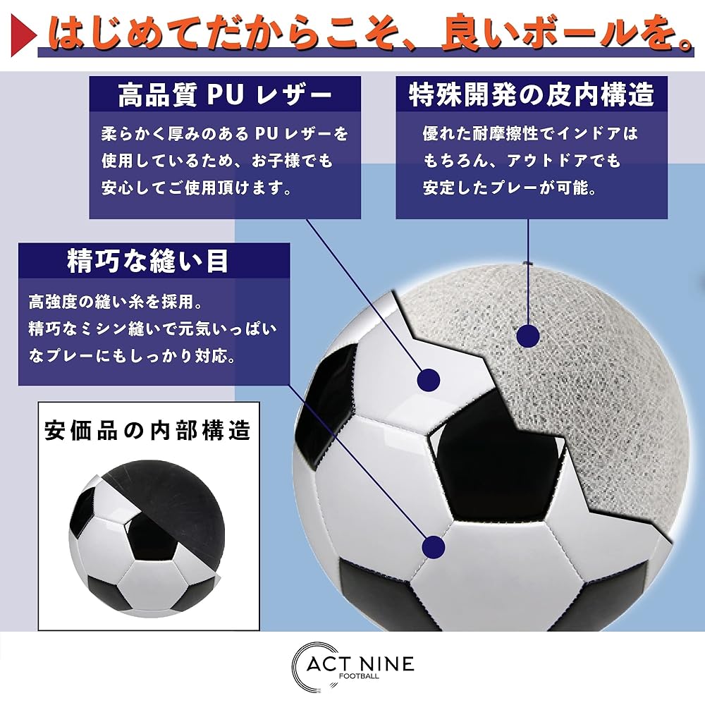 [ACT NINE Future Soccer Player Set] Children's Soccer Ball No. 3, No. 4, Elementary School Student, Kindergarten, Present, Kids, Classic Color, Definitive Edition of First Ball [Supervised by Soccer Instructor]