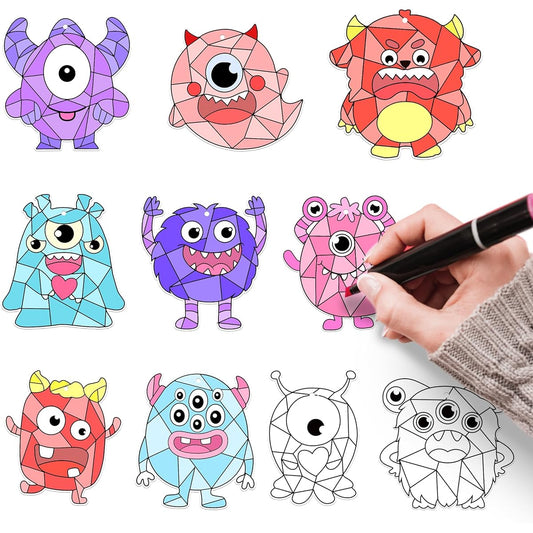 X1zuue 80Pcs Valentine's Day Color Your Own Monster Kit DIY Coloring Monster Craft Kit for Kids Valentine Coloring Monster Ornaments Classroom Activities Art Craft Projects Birthday Party Favors