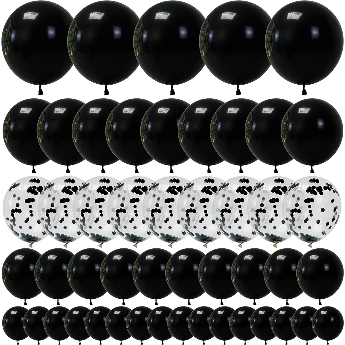 Tuoyi Confetti Balloon Garland Kit 115 Pieces - 5", 10", 12", 18" Matte Balloon Garland Arch for Birthday Party Wedding Bachelorette Anniversary Baby Shower Decorations (Black)