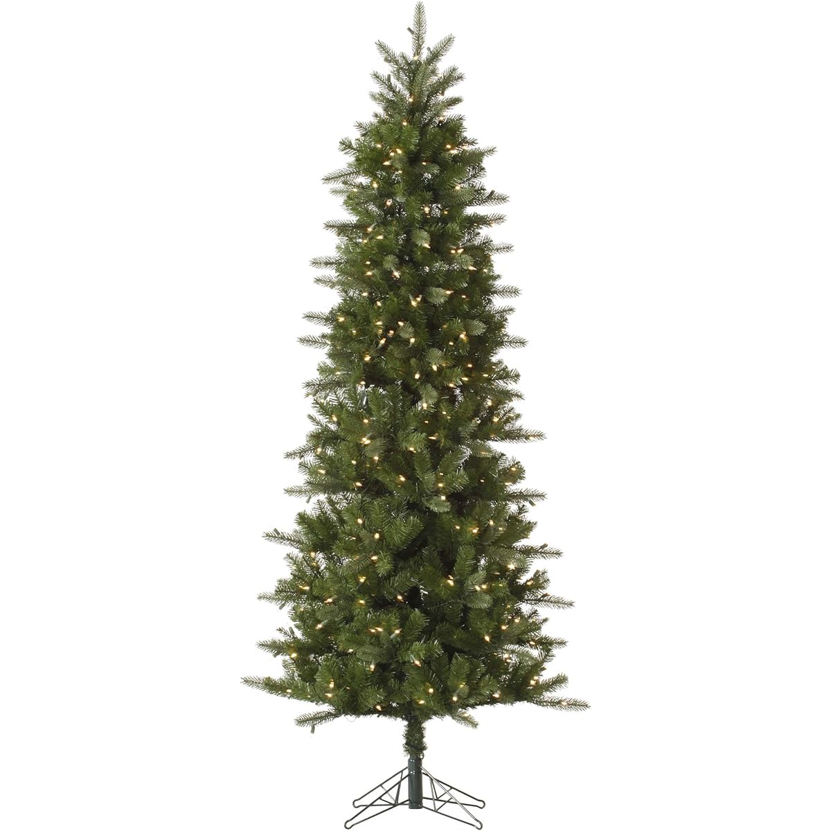 Vickerman 7.5' Carolina Pencil Spruce Artificial Christmas Tree, Clear with Dura-Lit® Lights - Fake Christmas Tree - Seasonal Indoor Decor