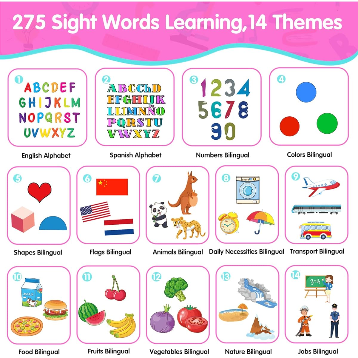 QuTZ Talking Flash Cards Bilingual Pink