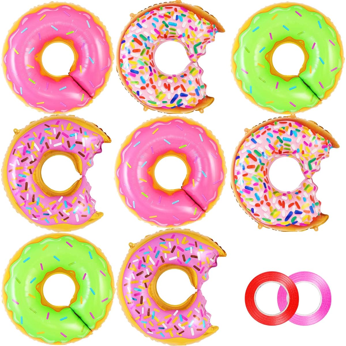 Donut Balloons Party Decorations 8 Pieces Large Donut Foil Mylar Balloons Donut Theme Birthday Party Donut Glow Up Party Baby Shower