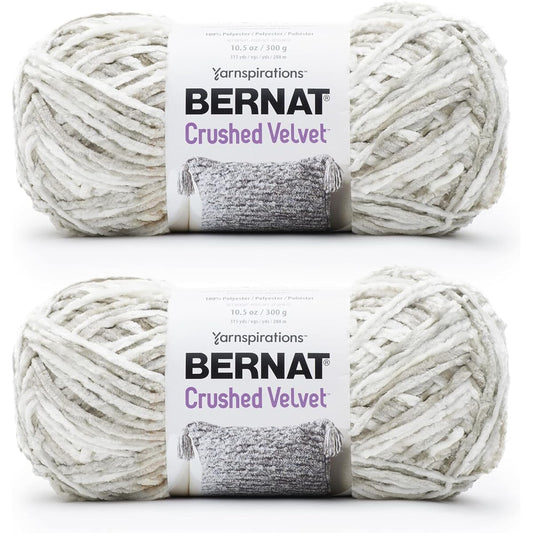 Bernat Crushed Velvet White Yarn - 300g/10.5oz 2 Pack - Polyester - 5 Bulk - 315 Yards - Knitting/Crochet