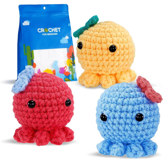 LIGHTWISH Crochet Kit for Beginners, Starter Crochet Animal Kit with Step-by-Step Video Tutorials, DIY Knitting Supplies Beginner Crochet Pack for Adults Teens Kids Birthday Holiday Gift