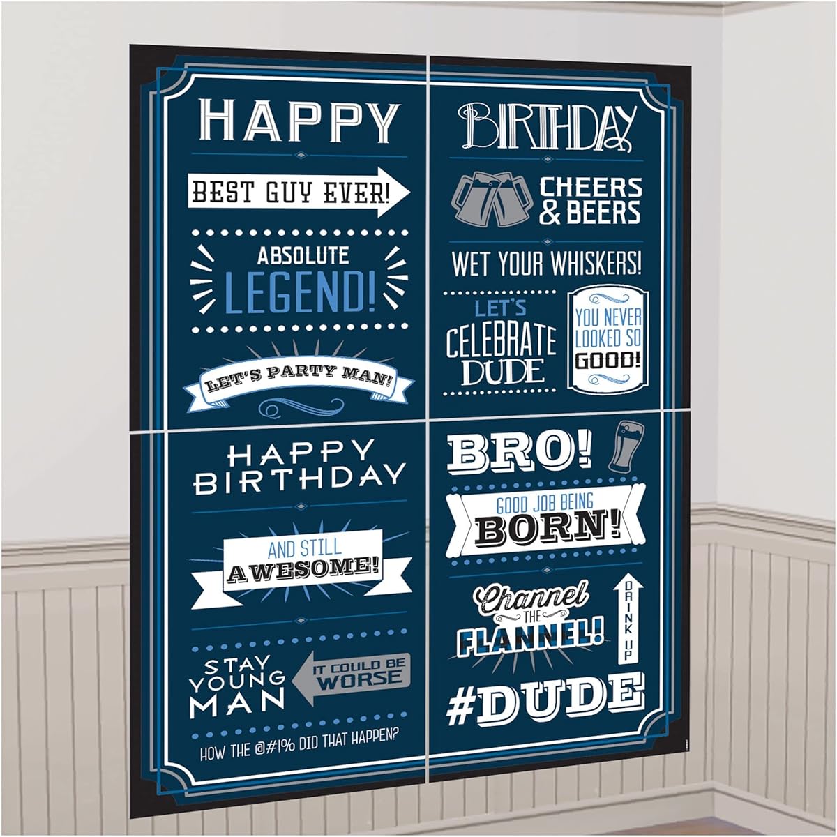Happy Birthday Man Scene Setter with Photo Props Party Supplies Decorations